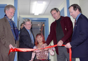 L'athlte para-olympique Chantal Petitclerc inaugurant l'lvateur du Centre rcratif